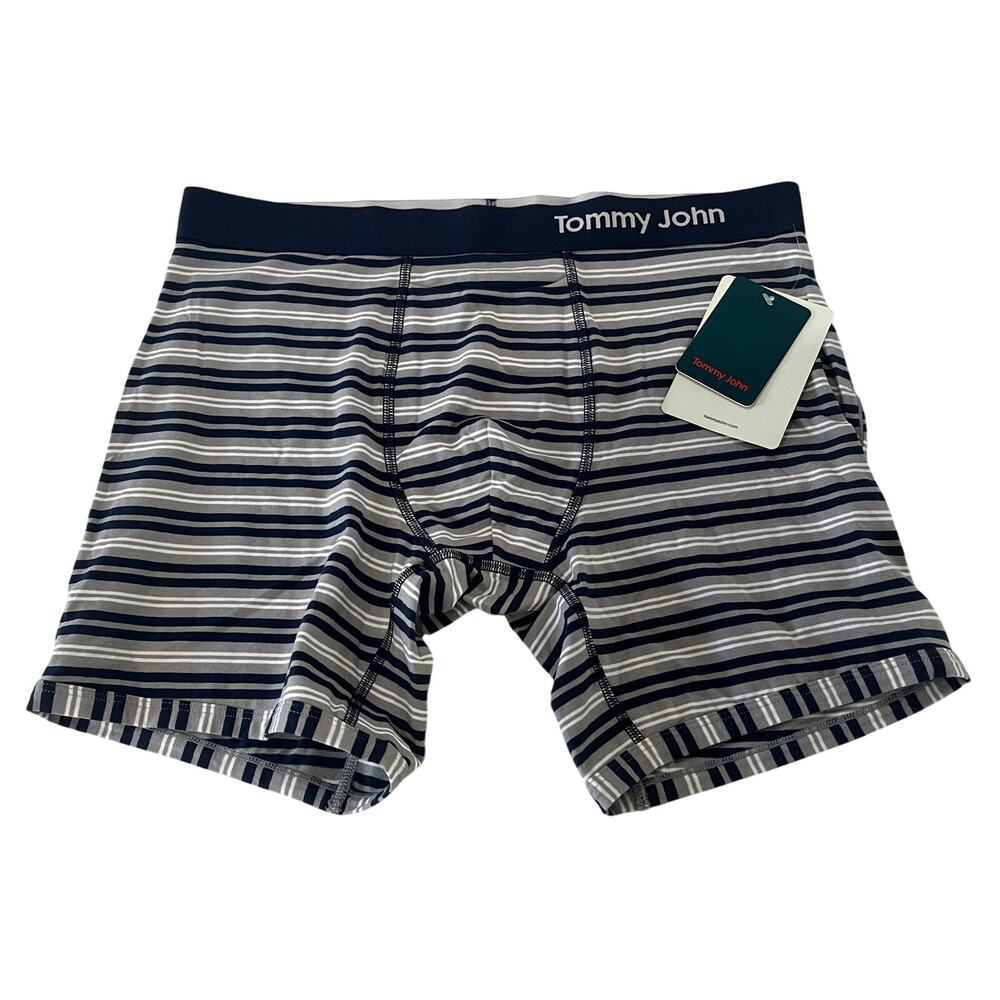 15-60 TOMMY JOHN Men's NWT $36 Cool Cotton Striped Boxer Briefs Large
